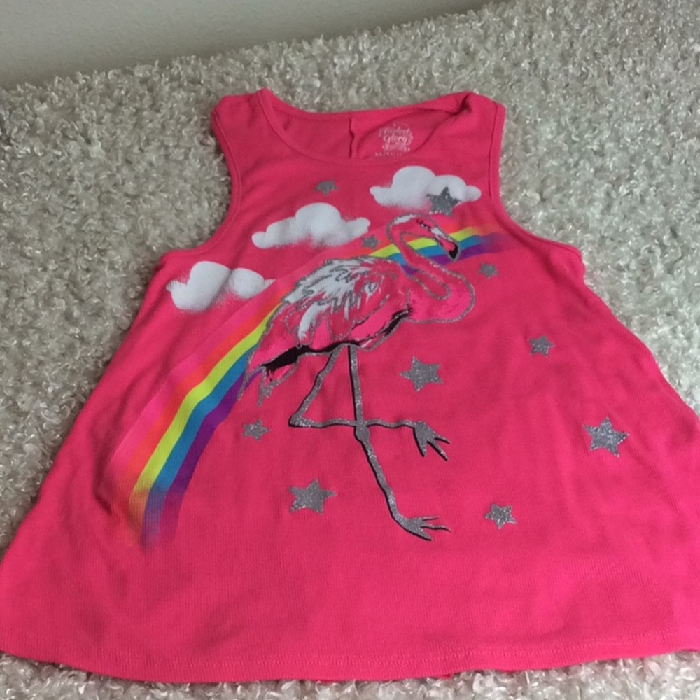 Faded Glory. Girls pink flamingo tank top
